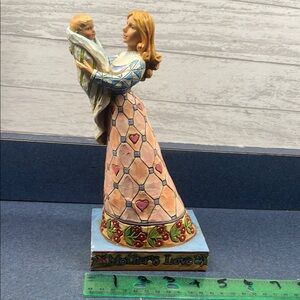 Jim Shore Cream and Blue Art Sculpture mothers love baby boy